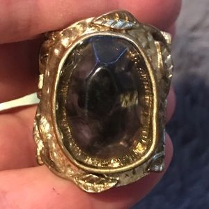 Vintage Costume Jewelry Purple Stone w/ Vines Ring - Unique!